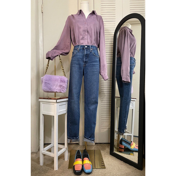 Pre-owned Travel Smith Light Purple Button Down Long Sleeve Shirt Size L - Picture 1 of 7